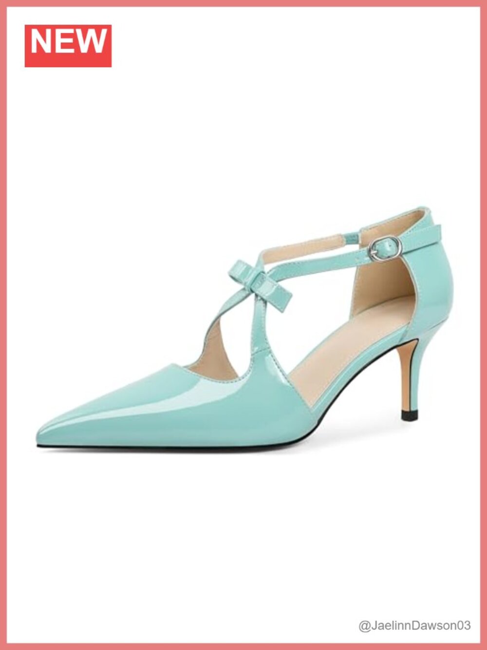 Women's Patent Leather Kitten Heel Pumps Pointed Toe Criss Cross Strap Dress